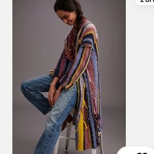 Anthropologie Pilcro Dreamer Striped Duster Comfy Boho Sweater